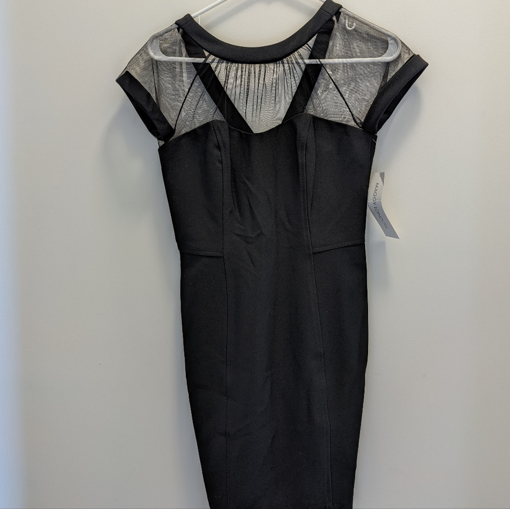 // NWT Maggie London Sheer Shoulder Bodycon Dress